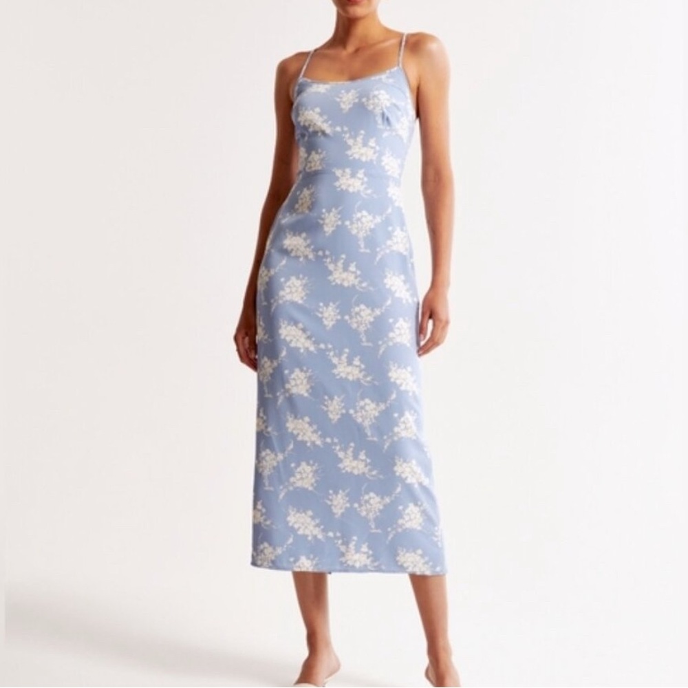 A&F Camille Midi Dress in Blue & White Floral